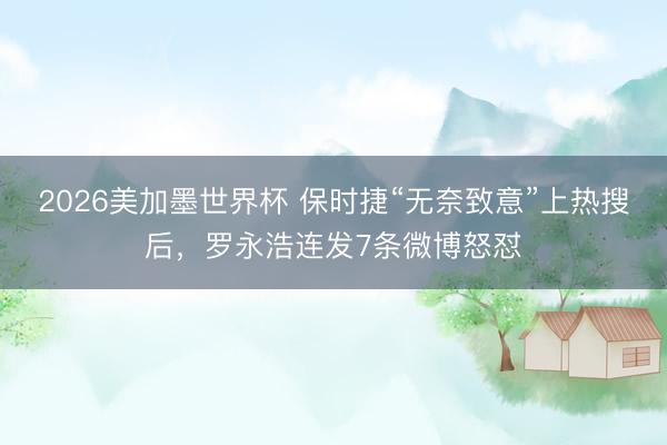 2026美加墨世界杯 保时捷“无奈致意”上热搜后，罗永浩连发7条微博怒怼