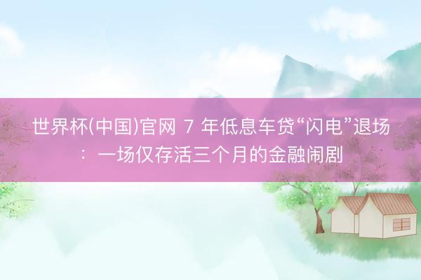 世界杯(中国)官网 7 年低息车贷“闪电”退场：一场仅存活三个月的金融闹剧