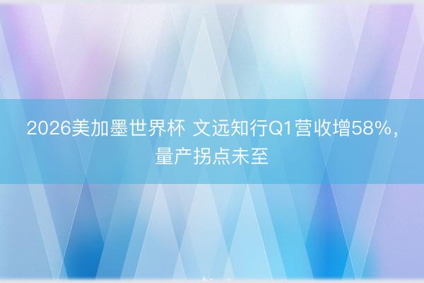 2026美加墨世界杯 文远知行Q1营收增58%，量产拐点未至