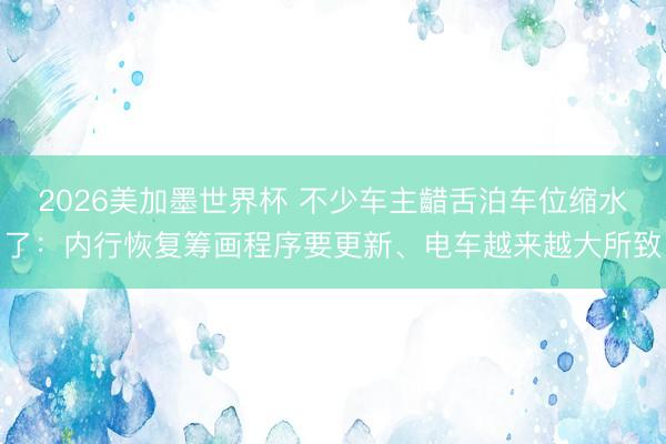 2026美加墨世界杯 不少车主齰舌泊车位缩水了：内行恢复筹画程序要更新、电车越来越大所致