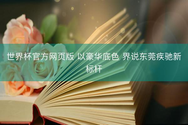 世界杯官方网页版 以豪华底色 界说东莞疾驰新标杆