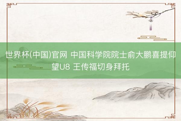 世界杯(中国)官网 中国科学院院士俞大鹏喜提仰望U8 王传福切身拜托