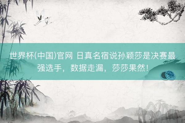 世界杯(中国)官网 日真名宿说孙颖莎是决赛最强选手,数据走漏,莎莎果然!