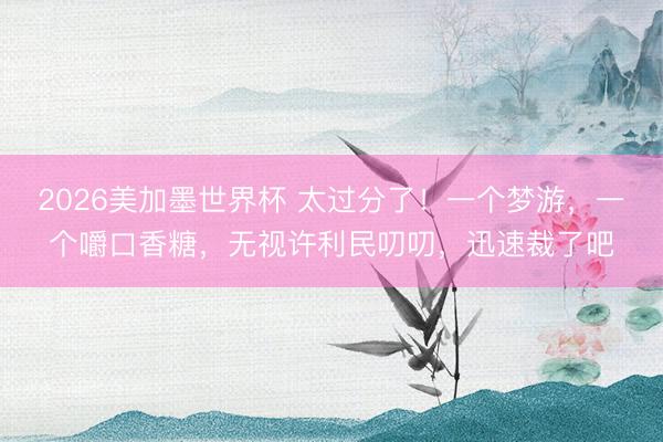 2026美加墨世界杯 太过分了！一个梦游，一个嚼口香糖，无视许利民叨叨，迅速裁了吧