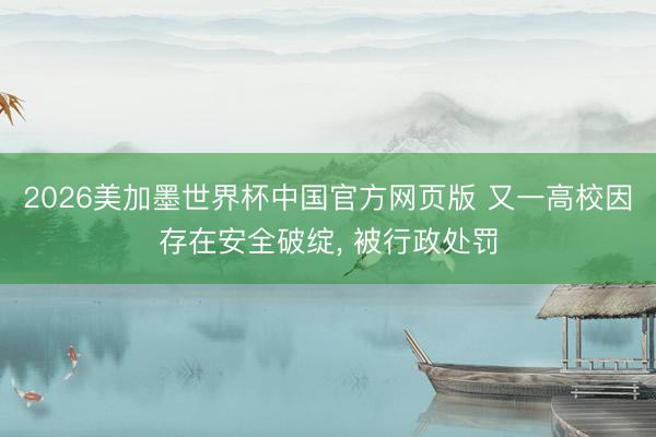 2026美加墨世界杯中国官方网页版 又一高校因存在安全破绽， 被行政处罚