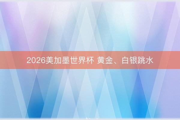 2026美加墨世界杯 黄金、白银跳水