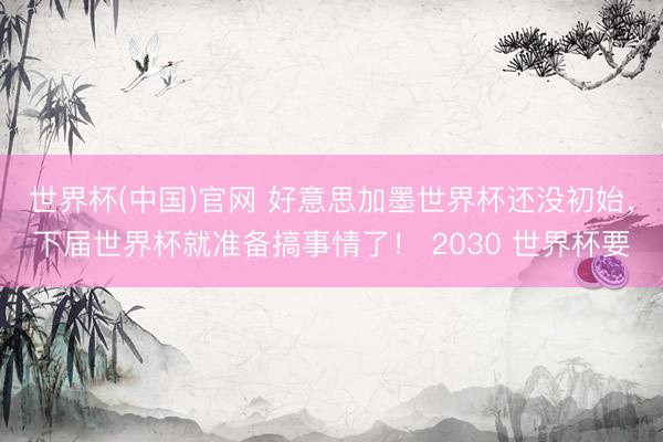 世界杯(中国)官网 好意思加墨世界杯还没初始，下届世界杯就准备搞事情了！ 2030 世界杯要