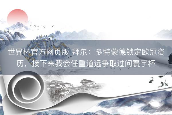 世界杯官方网页版 拜尔：多特蒙德锁定欧冠资历，接下来我会任重道远争取过问寰宇杯