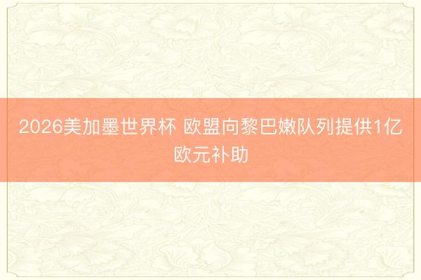 2026美加墨世界杯 欧盟向黎巴嫩队列提供1亿欧元补助