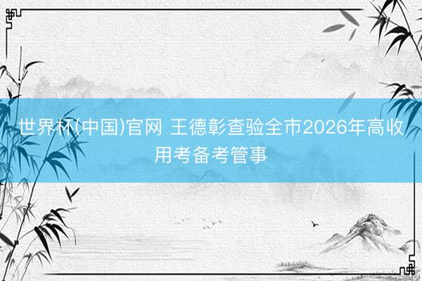 世界杯(中国)官网 王德彰查验全市2026年高收用考备考管事