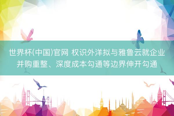 世界杯(中国)官网 权识外洋拟与雅鲁云就企业并购重整、深度成本勾通等边界伸开勾通