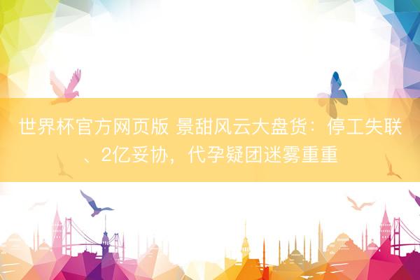 世界杯官方网页版 景甜风云大盘货:停工失联、2亿妥协,代孕疑团迷雾重重