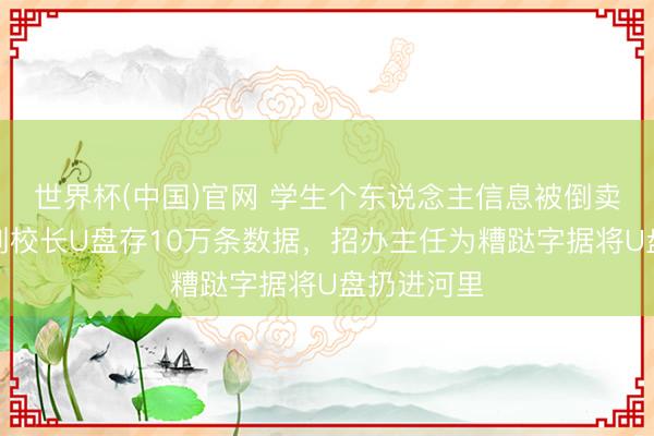世界杯(中国)官网 学生个东说念主信息被倒卖，四川一副校长U盘存10万条数据，招办主任为糟跶字据将U盘扔进河里