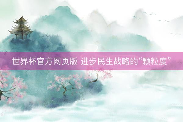 世界杯官方网页版 进步民生战略的“颗粒度”