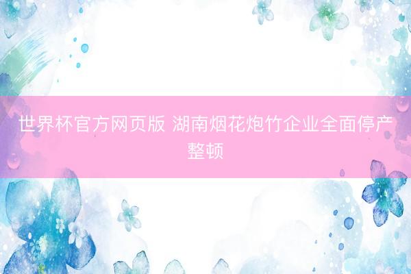 世界杯官方网页版 湖南烟花炮竹企业全面停产整顿